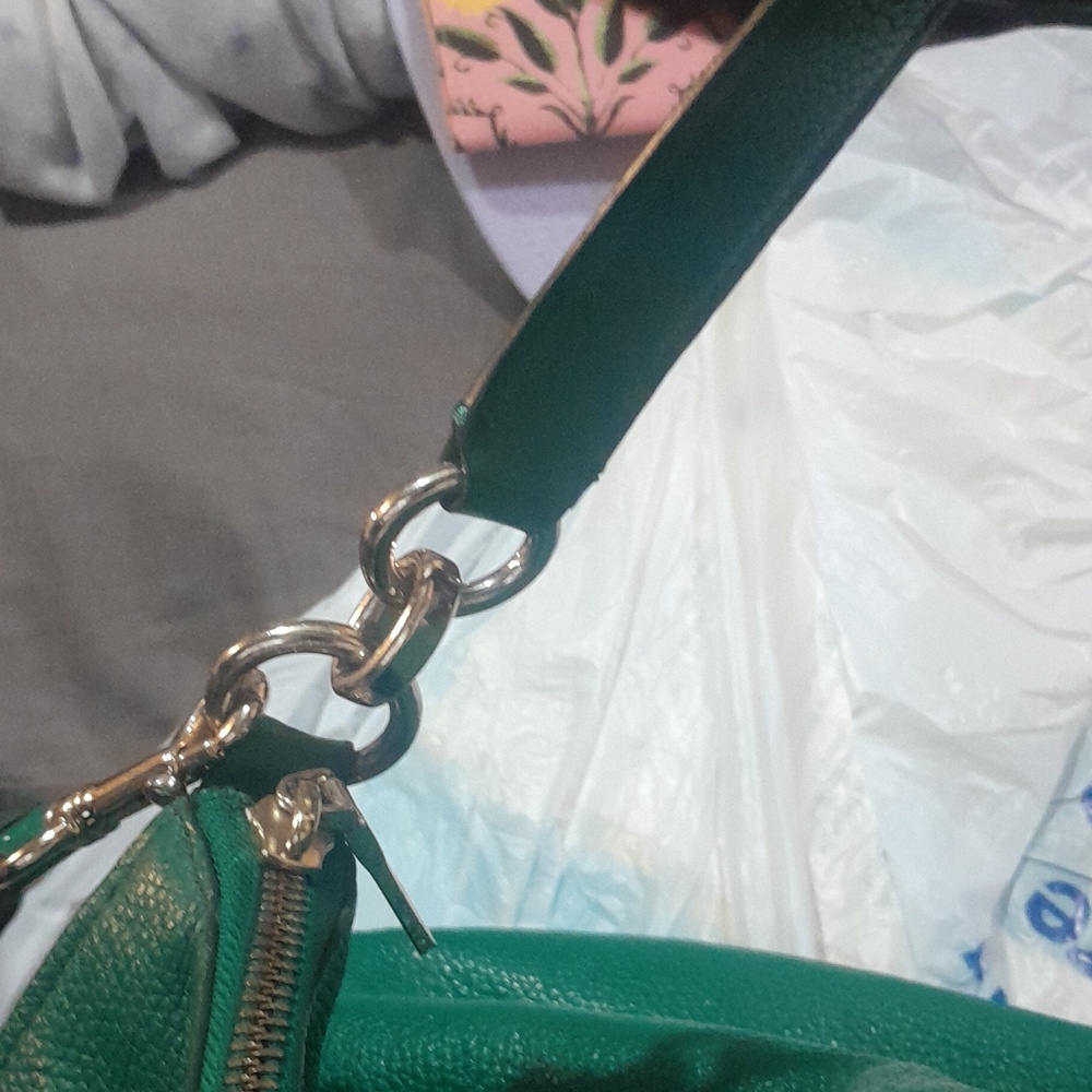 Coach Emerald Green Pebbled Leather Shoulder Bag - Picture 6 of 10